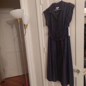 Calvin Klein Denim Like Trench Style Midi Dress NWT 10